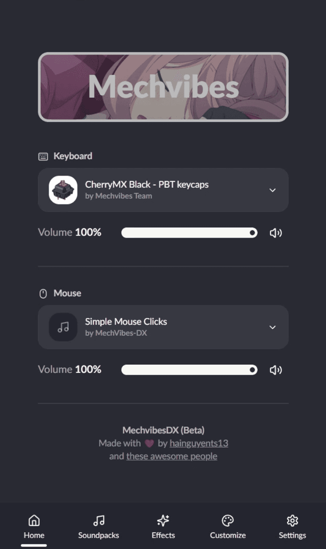 Mechvibes App Screen 1